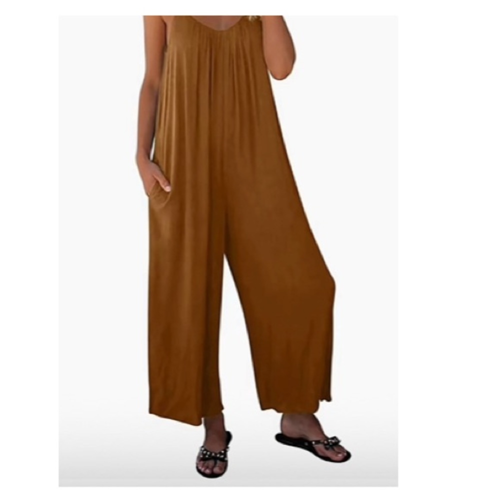 Burnt Orange Loose Sleeveless Jumpsuit